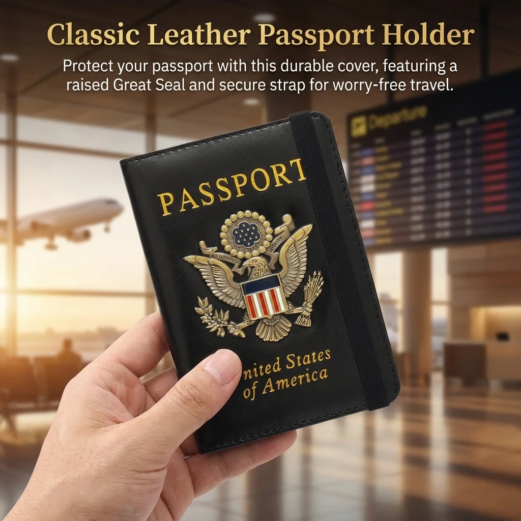 Elegant Passport Holder RFID Blocking Cover for International Travel Business Trip Leather Wallet Secure Card Case Slim