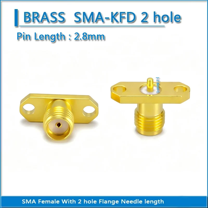 SMA Female plug With 2 Hole Flange Chassis Panel Mount deck Solder Copper Pin 2.8mm 50ohm RF Connector Adapter