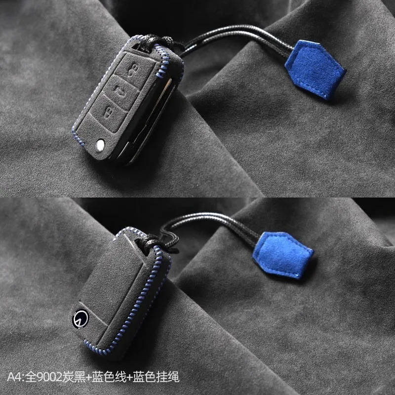 

Customized Alcantara 100% Car Key Case Cover Holder Key Shell Buckle for Volkswagen TiguanL Tharu Tayron T-ROC Teramont