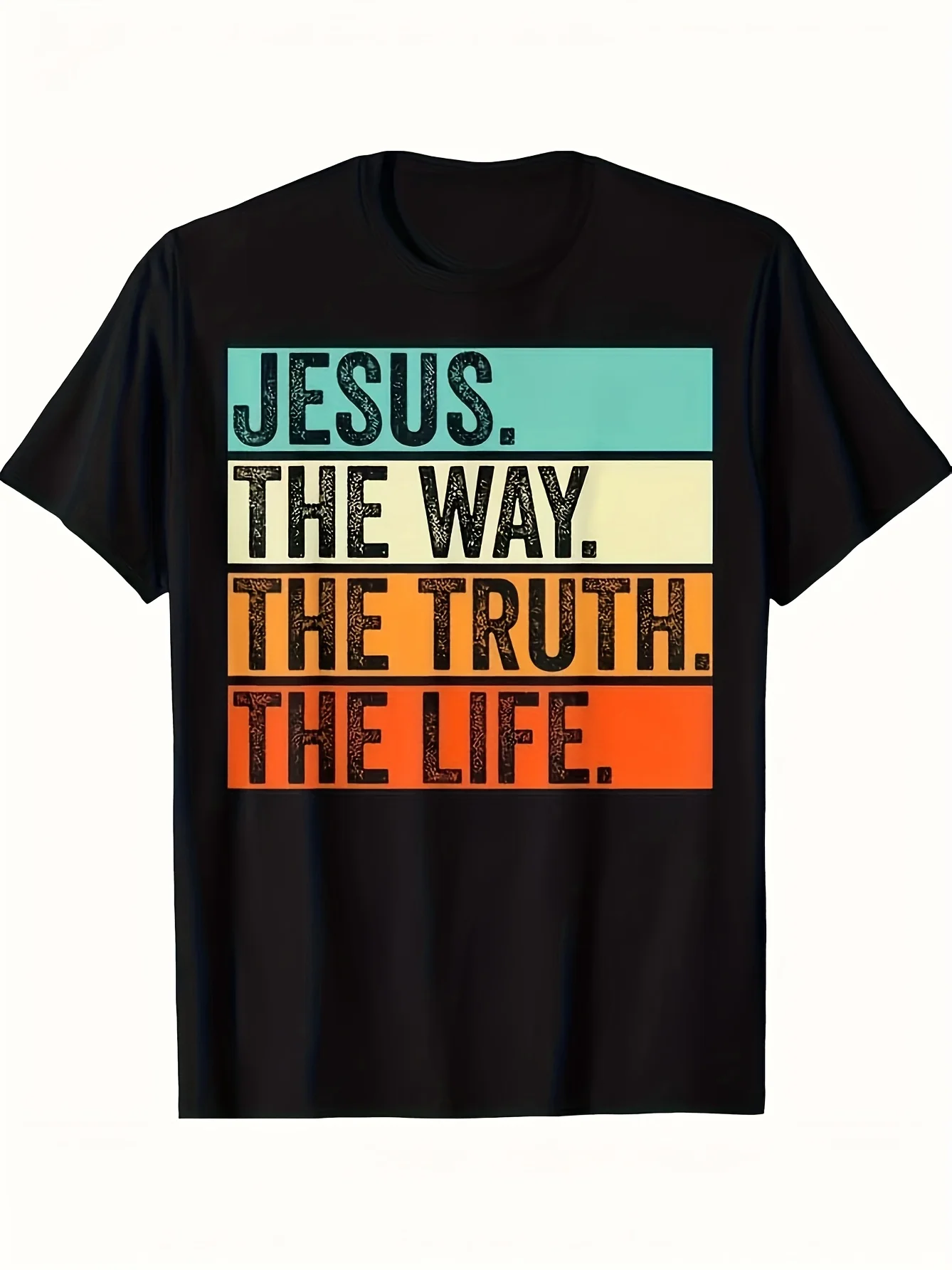 T-shirt avec verset biblique - Le Chemin, la Vérité, la Vie - T-shirt de culte chrétien pour hommes, T-shirt tendance pour hommes, hauts élégants pour l'extérieur et les occasions décontractées