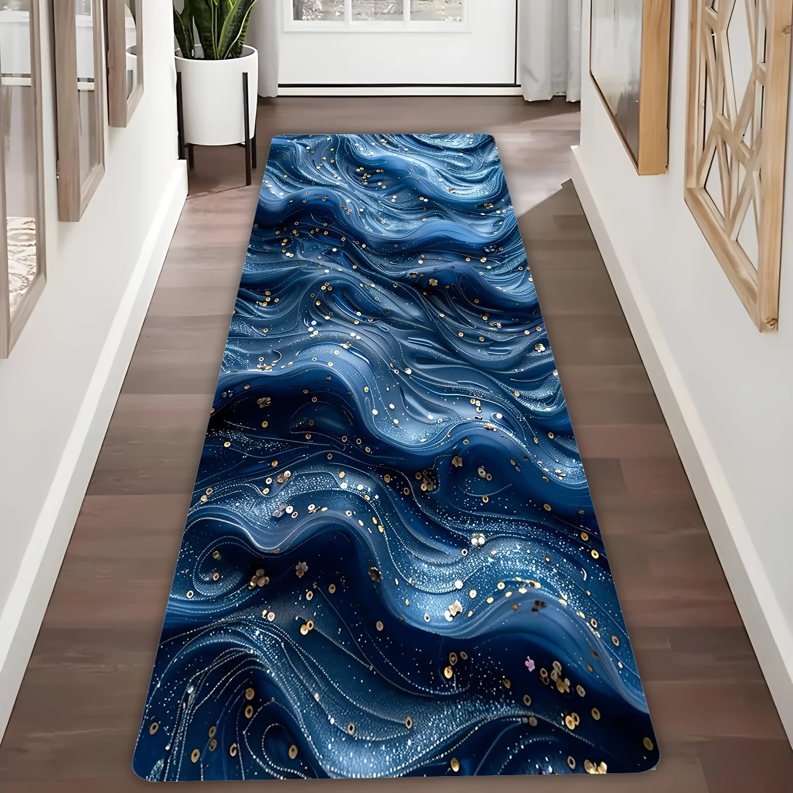 Colorful Geometric Totem Ethnic Abstract Art Runner Rug for Corridor Vibrant Boho Design Floor Mat Decoration