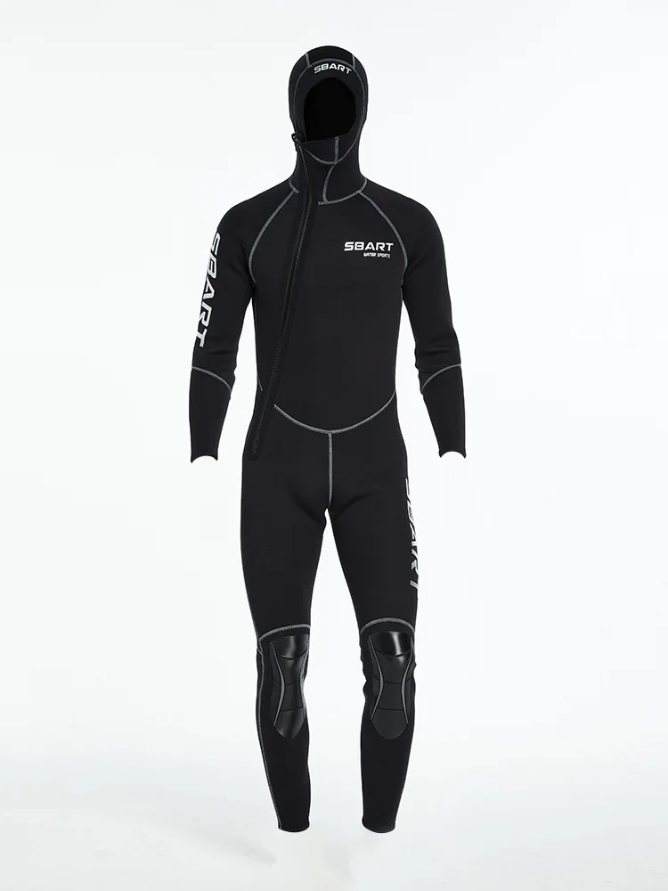 Black Spearfishing Wetsuits Men 1.5mm Neoprene One Pieces Full Body Hooded Super Stretch Scuba Diving Suit With Hood