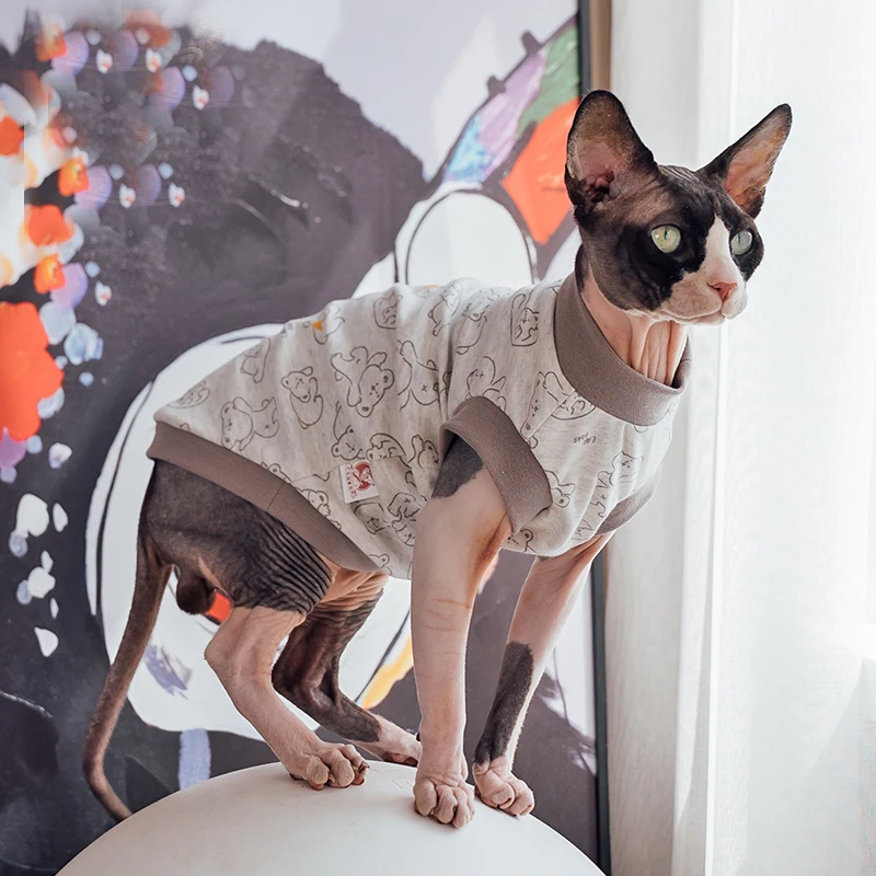 

Pet Cat Clothes For Sphinx Hairless Cat Hoodies Shirt Sphynx Devon Rex Costumes Autumn Winter Soft Warm Clothing For Cats Dogs