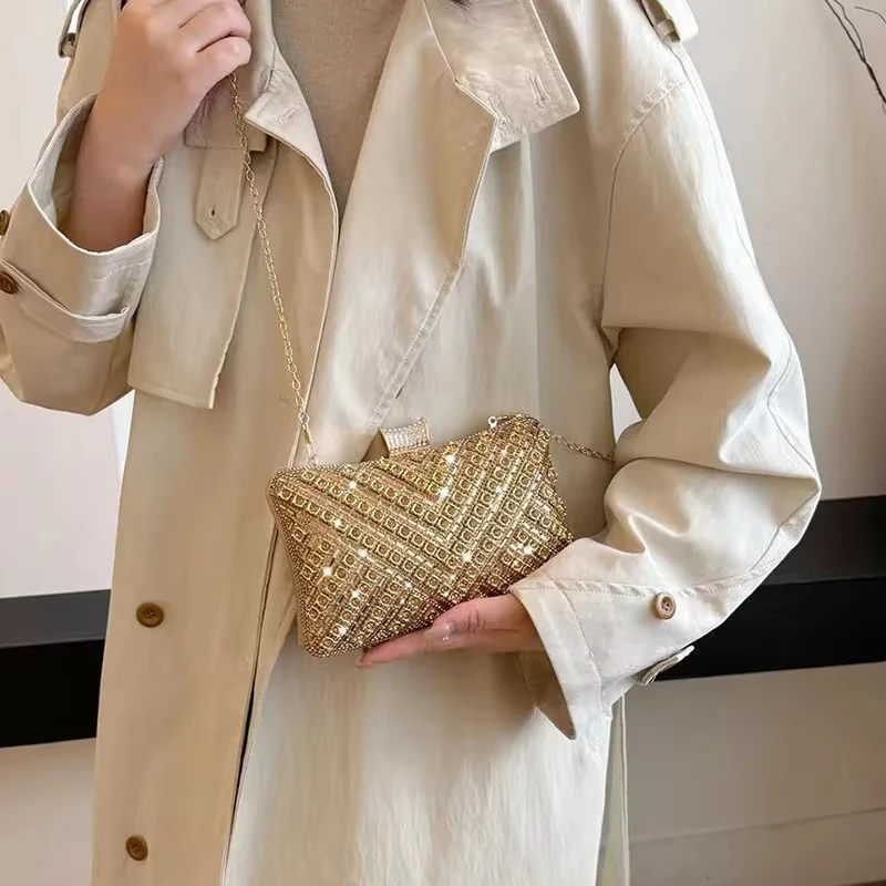 

Luxury Rhinestones Evening Bag Dinner Shoulder Bag for Women Handbag - Fashion Crossbody Bags Vintage Underarm Bag Satchel