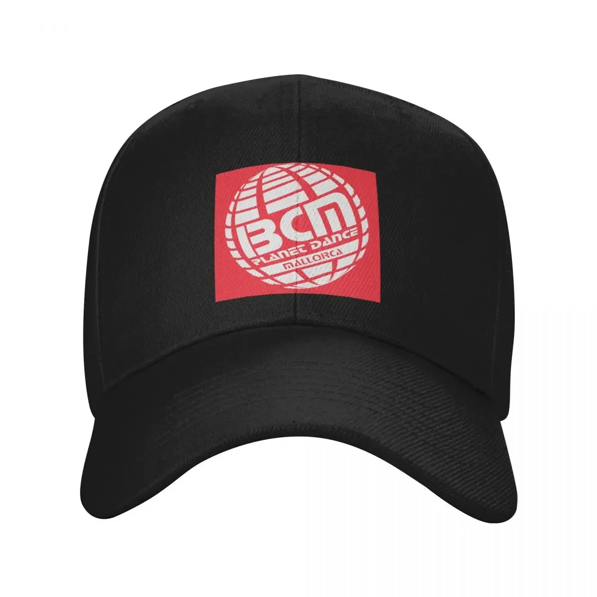 

BCM Planet Dance Magaluf Mallorca: MODEL 2000 White Globe Red Background Disco Spain Baseball Cap Luxury Hat Male Women's