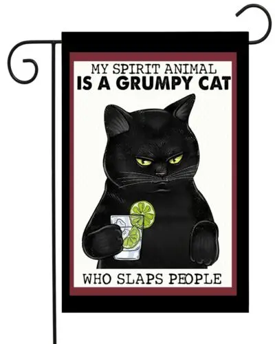 Grumpy Cat Slaps People - Garden Flag  Top Quality * Double Sided