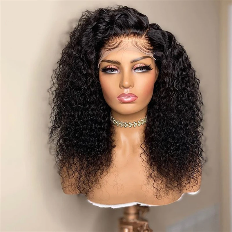 Soft Preplucked 26inch 180density Lace Front Wigs Kinky curly Wigs with High Quality Synthetic Hair Wigs and Good Texture