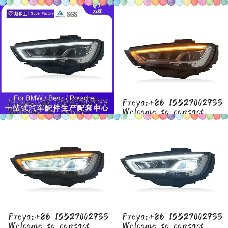 Applicable to 14-16 models with 17 new matrix LED front lens daytime running light running water, A3 headlight assembly