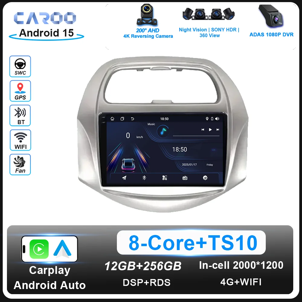 

Android 15 Car DVD Carplay For Chevrolet Spark Baic Beat Daewoo Matiz 2018 -2022 Auto Radio Stereo GPS Multimidia Player NO 2DIN
