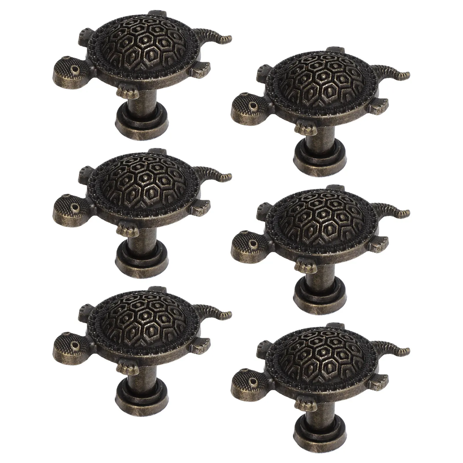 6Pcs Zinc Alloy Cabinet Handles Sea Turtle Drawer Pulls Ocean-Themed Bathroom Kitchen Nautical Coastal Animal Shape Single Hole