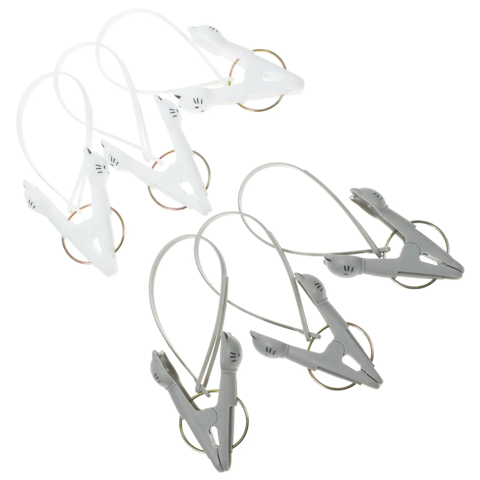 

6 Pcs Gray 3 White 3 Cute Cat Clothespins Plastic Windproof Anti Slip Clips for Clothes Towels Quilts Blankets