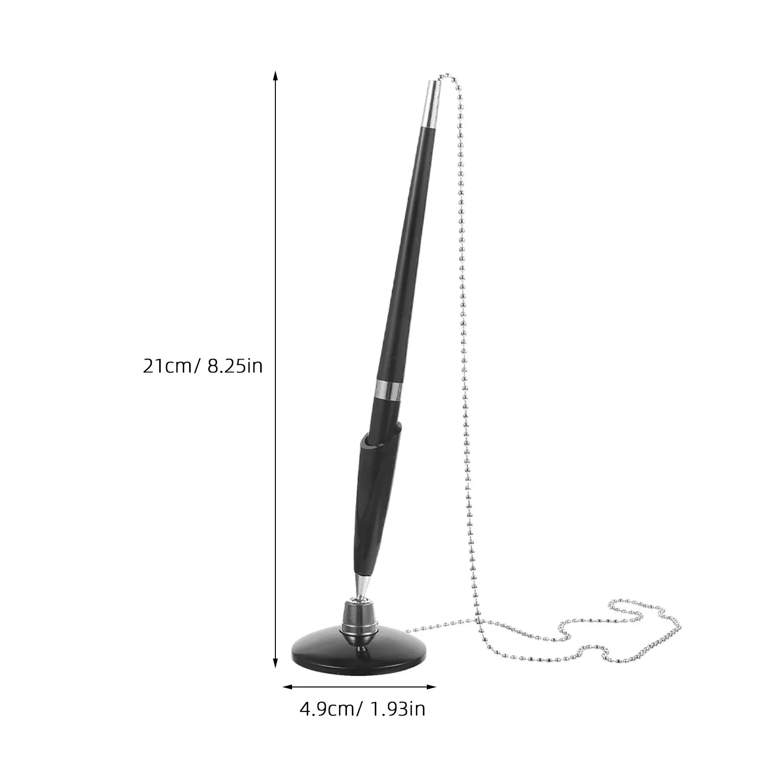 6Pcs Ergonomic Counter Pen Chain Rotating Stand Adhesive Base Office Bank Reception Signing Writing Pens Secure Ink Pens