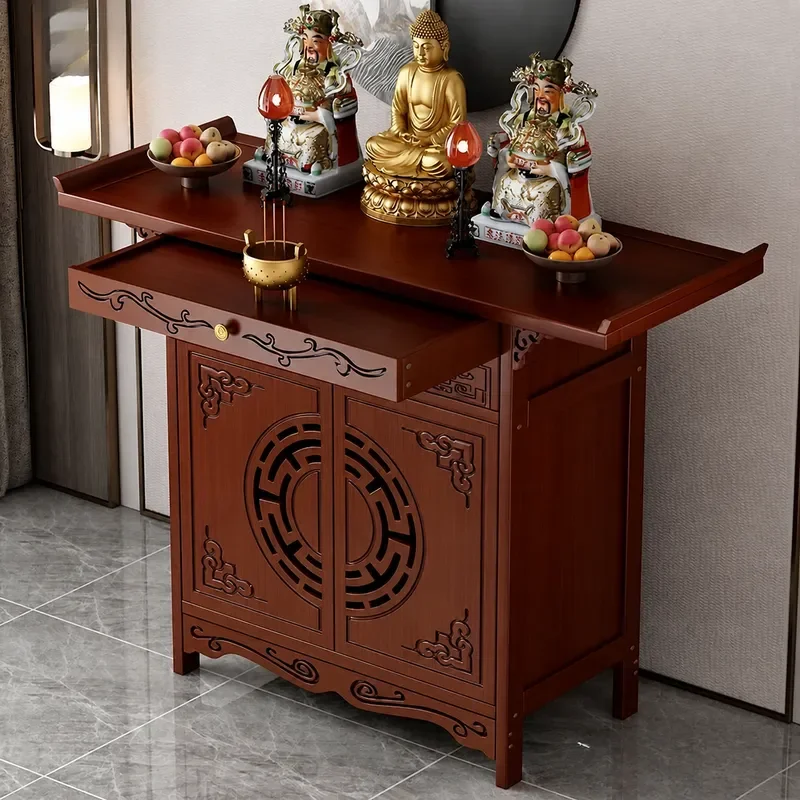 New Chinese Style Vertical Buddhist Cabinet Household Incense Case Offering Table for Buddha Statue Guanyin Bodhisattva