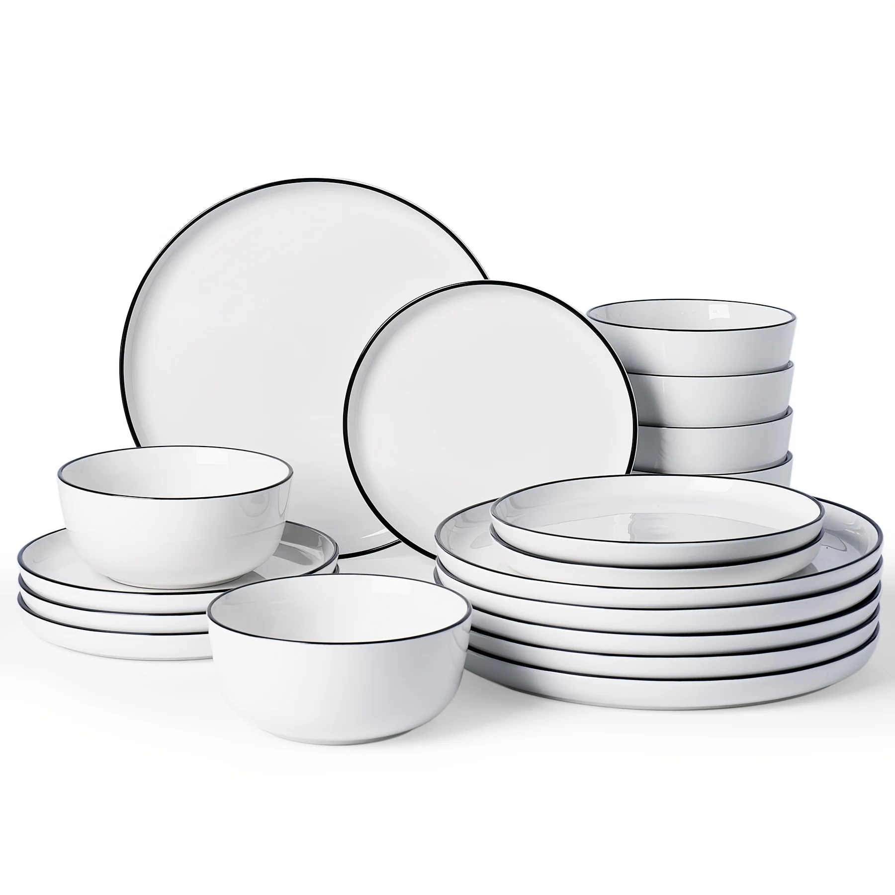

18pcs Plates And Bowls Sets, Porcelain Dinnerware Sets for 6 - Chip And Scratch Resistant, Microwave And Dishwasher Friendly