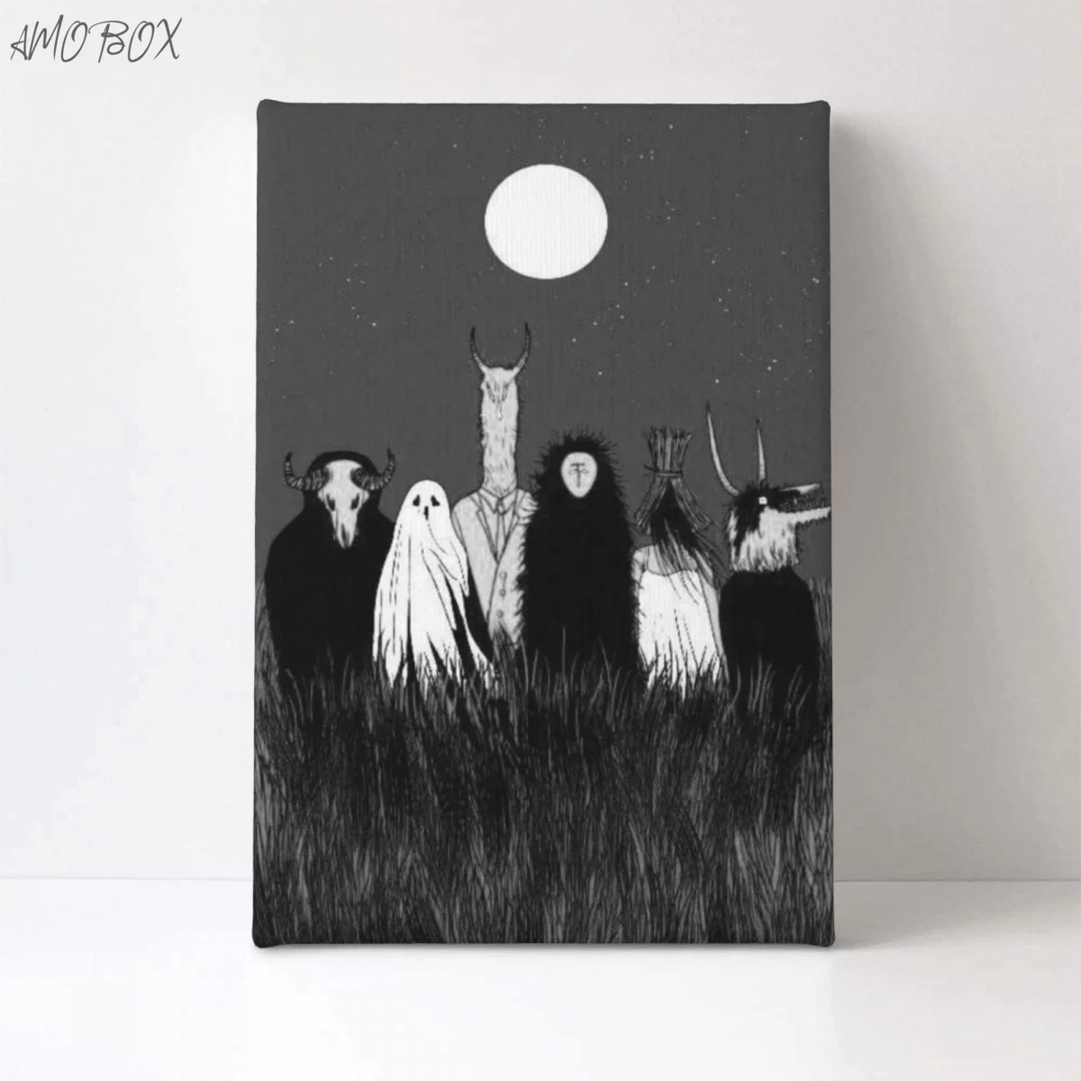 AMOBOX-Unframed Animals in the Moonlight Decorative Paintings, Wall Art, Room Decoration, 8x12in, 627448256