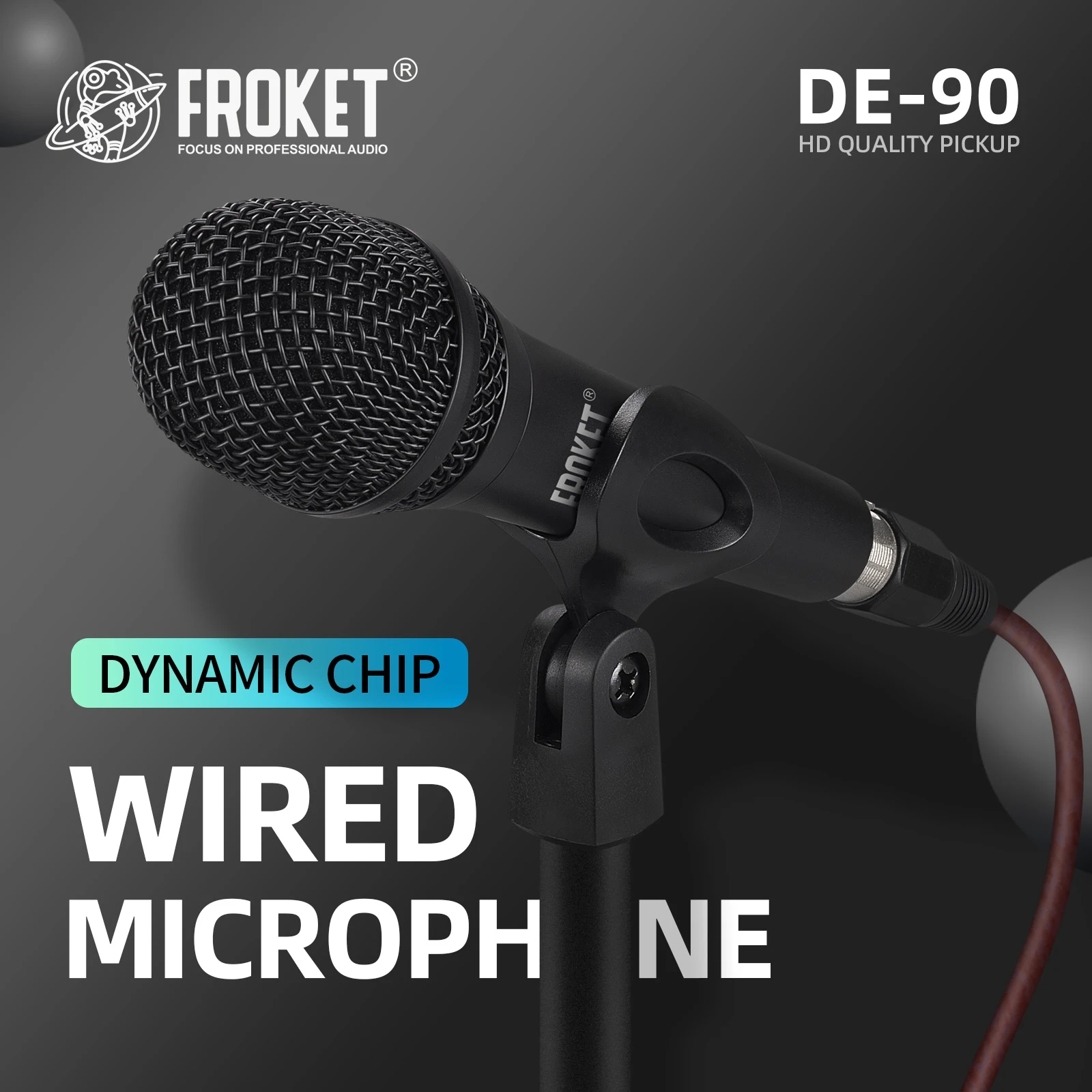 DE-90 Professional Performance Dynamic Microphone, Clear Sound, Low Roar, High Gain, Suitable For Stage Performance