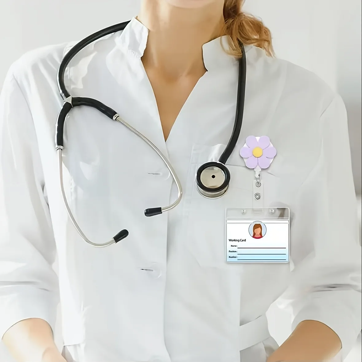 Clips expandibles para insignia de flores 3D, 4 Uds., con cuerda de nailon duradera para médicos, enfermeras, estudiantes, oficina y regalos