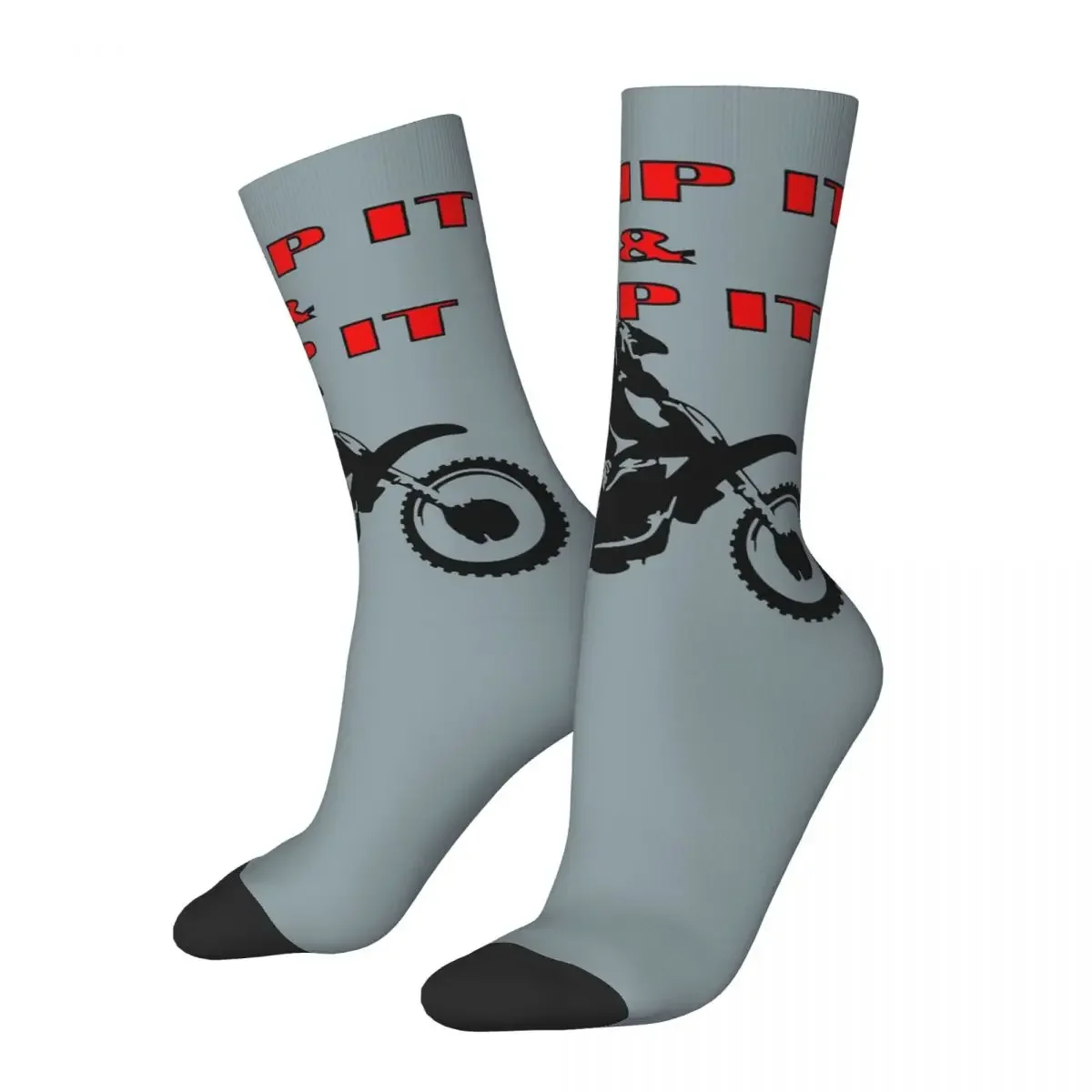 

Grip It And Rip It Dirt Bike Racer Socks Harajuku Super Soft Stockings All Season Long Socks Accessories for Birthday Present