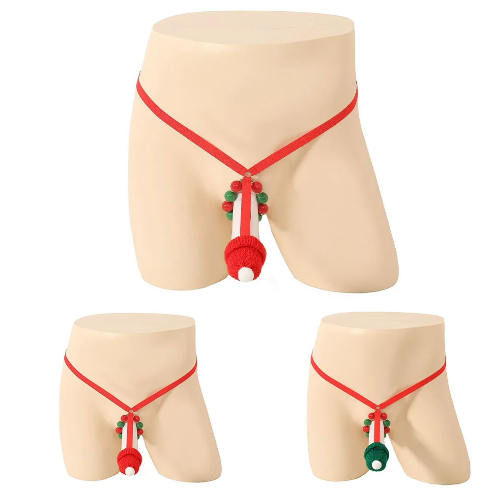 

Lingerie Men's Sexy Christmas Cock Ring G-string Thong Elastic T-back Front Hollow Erotic Underwear Gay Sissy Pouch Underpants