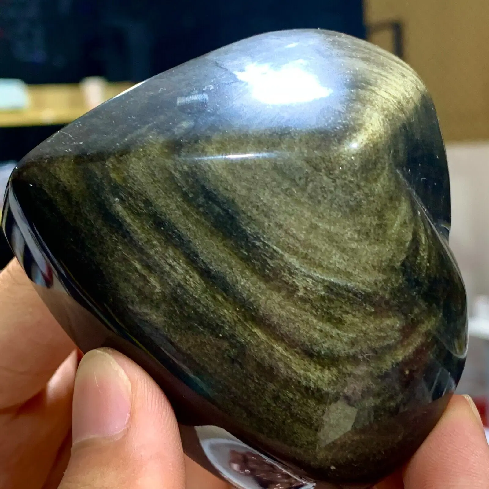 Natural Golden Luster Obsidian Heart-shaped Crystal Gemstone Healing