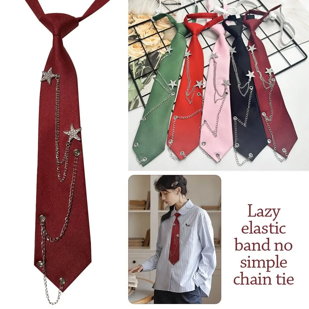 เนคไทสำเร็จรูปสไตล์ญี่ปุ่น JK แบบผูกสำเร็จ ปรับได้ สไตล์พังก์ สำหรับผู้ชายและผู้หญิง