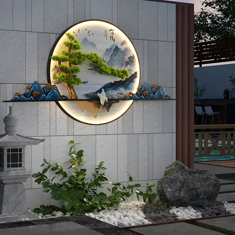 

FAIRY Solar Outdoor Mural Lamp Creative Pine Circular Landscape Waterproof Mural Outdoor Villa Courtyard Painting