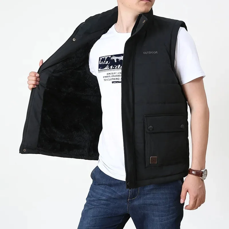 Size Coats Casual Work Vest Large Multi Pocket Man Mountaineering Hunting Men's Embroidered Camping Sleeveless Jacket Denim Golf