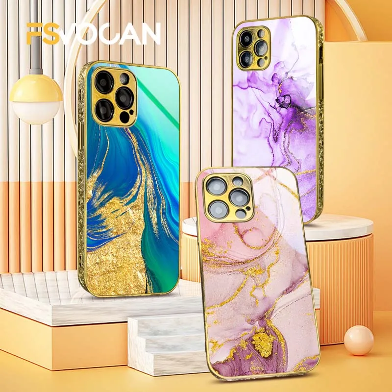 Pink Peach Purple Gold Marble For iPhone 16 14 13 12 11 Phone Fundas Stone Design For iPhone 15 Pro Max Smartphones Printing