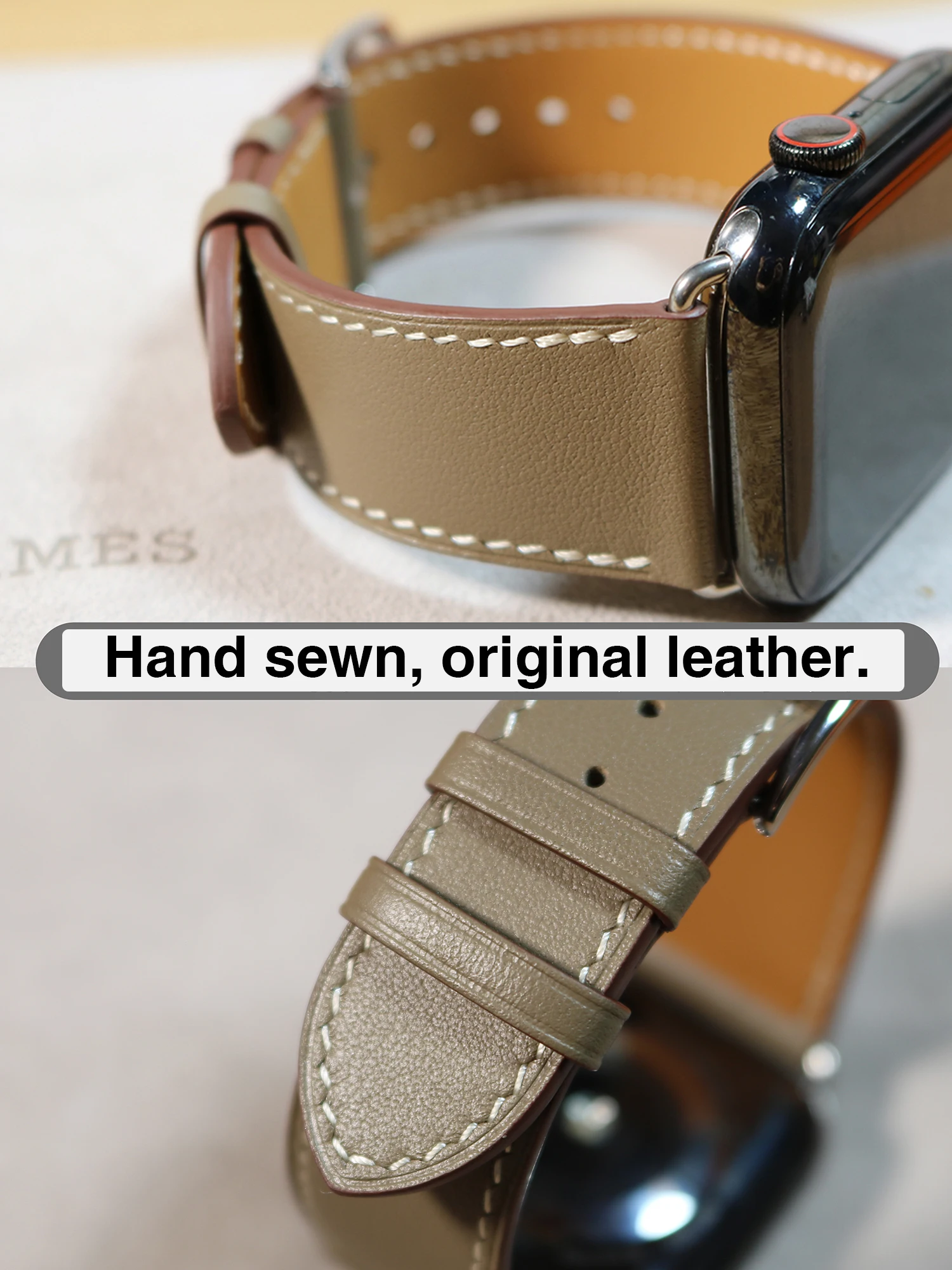 

apply applewatch Ultra Apple Watch strap iWATCH 8/7 hand-stitched H bow buckle leather strap 49mm 45mm 41mm