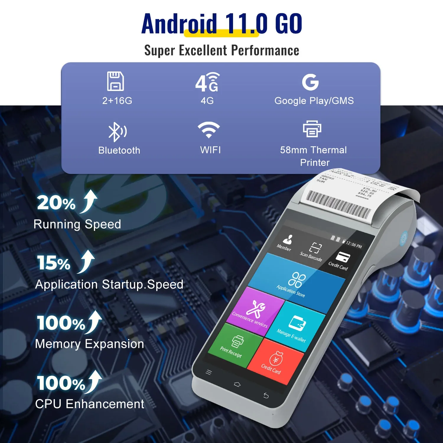 ZCS Z91 Handheld Android Mobile Pos with Printer Rfid Pos Terminal