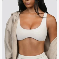 Sports Bra Women Nylon Yoga Crop Top Breathable Workout Underwear Soft Gym Wear Brasier