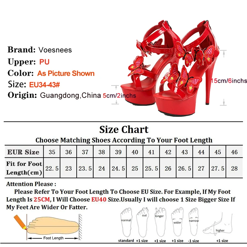 2024 New Embroidery Butterfly Thick Sole High Heels 15CM Stage Show Model Sandals EuropeAnd America Style Summer Shoes For Women