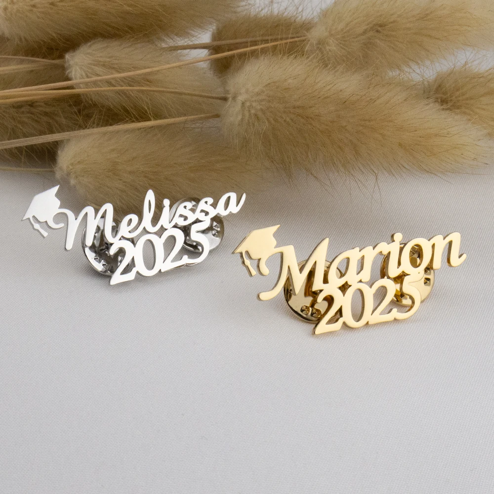 Customize Personalized Graduation Ceremony Brooch Stainless Steel Jewelry Brooch Lmportant Graduation Ceremony Brooch For Studen