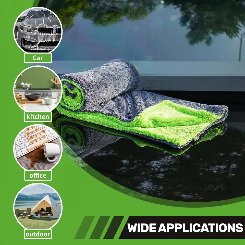 Microfiber Car Drying Towel Set 40x60/60x90cm Lint Free Scratch Free Absorbent for Cars SUVs Trucks RVs Boats