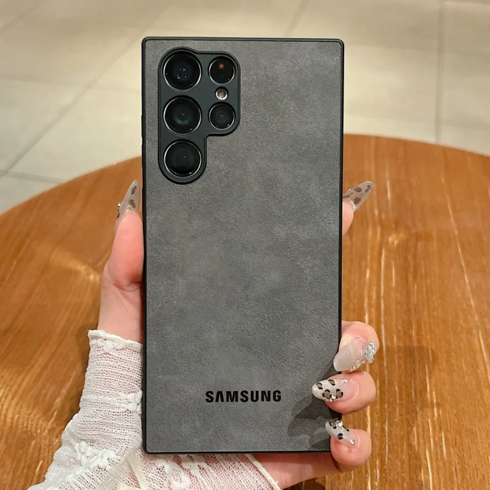 Lambskin Leather Shockproof Case Samsung Galaxy S25 S24 S23 S22 S21 Ultra Plus FE Luxury Sheepskin C