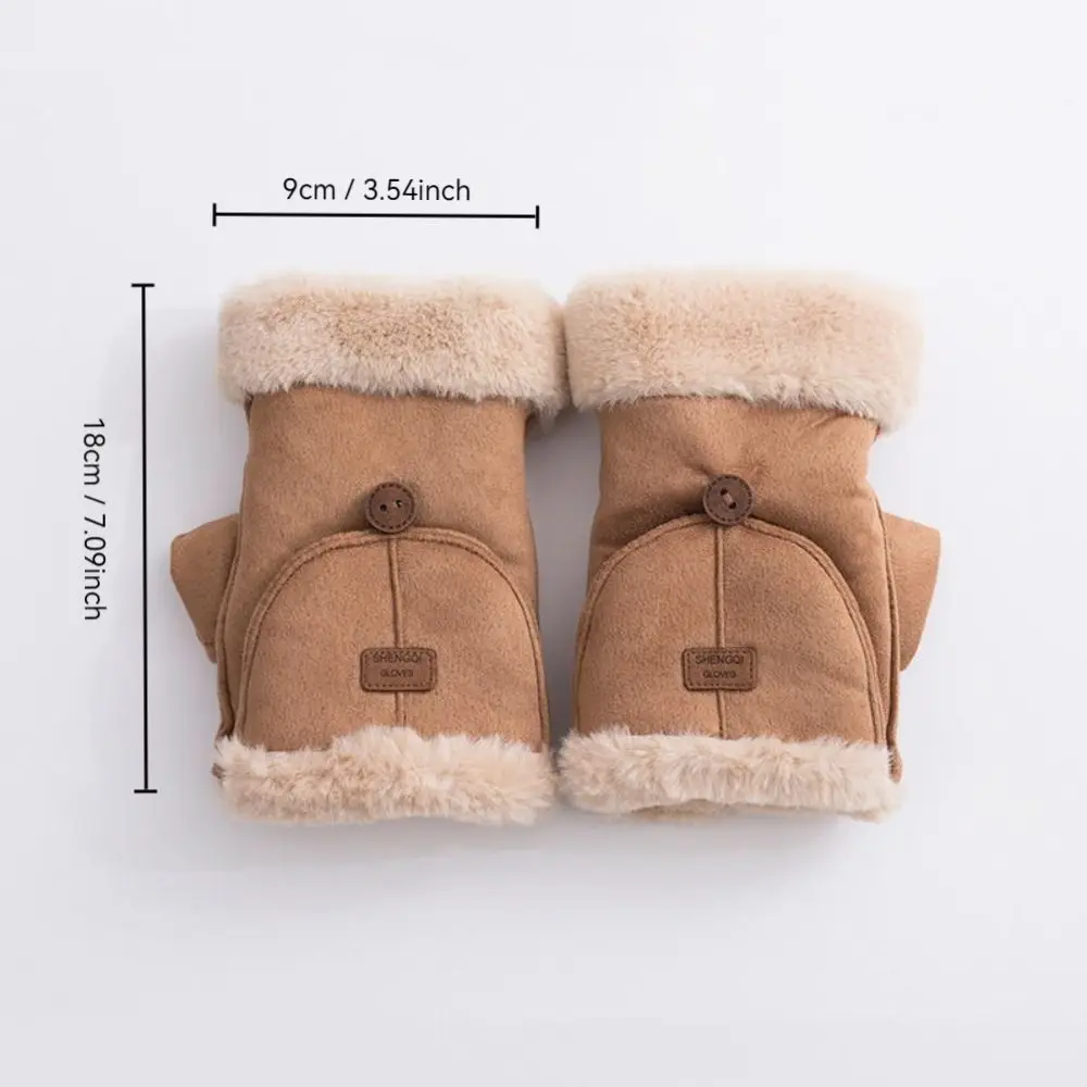 Modne grube rękawiczki z półpalcami utrzymują ciepło zimowe rękawiczki z ekranem dotykowym Pluszowe rękawiczki z klapką Kolarstwo