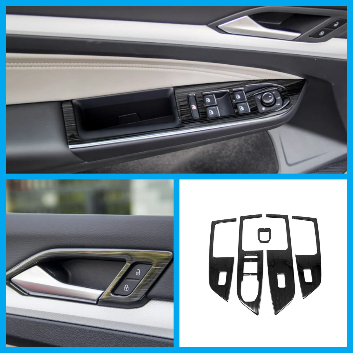 

For VW Volkswagen Golf 8 MK8 2020 - 2022 Stainless Steel Interior Accessories Inner Side Car Door Handle Pull Bowl Cover Trim