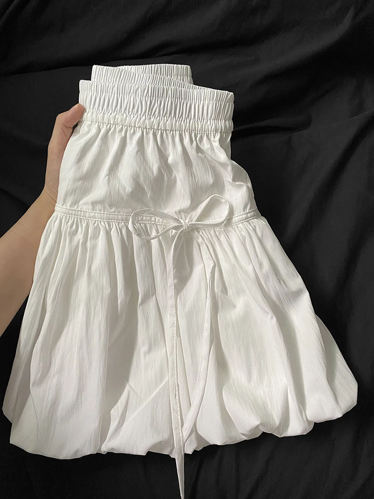 تنورة منتفخة بفيونكة كاواي للسيدات صيفية جديدة تنانير صغيرة متينة من Preppy بخصر عالٍ ملابس خروج فضفاضة تناسب الجميع تنانير لينغ جديدة #3