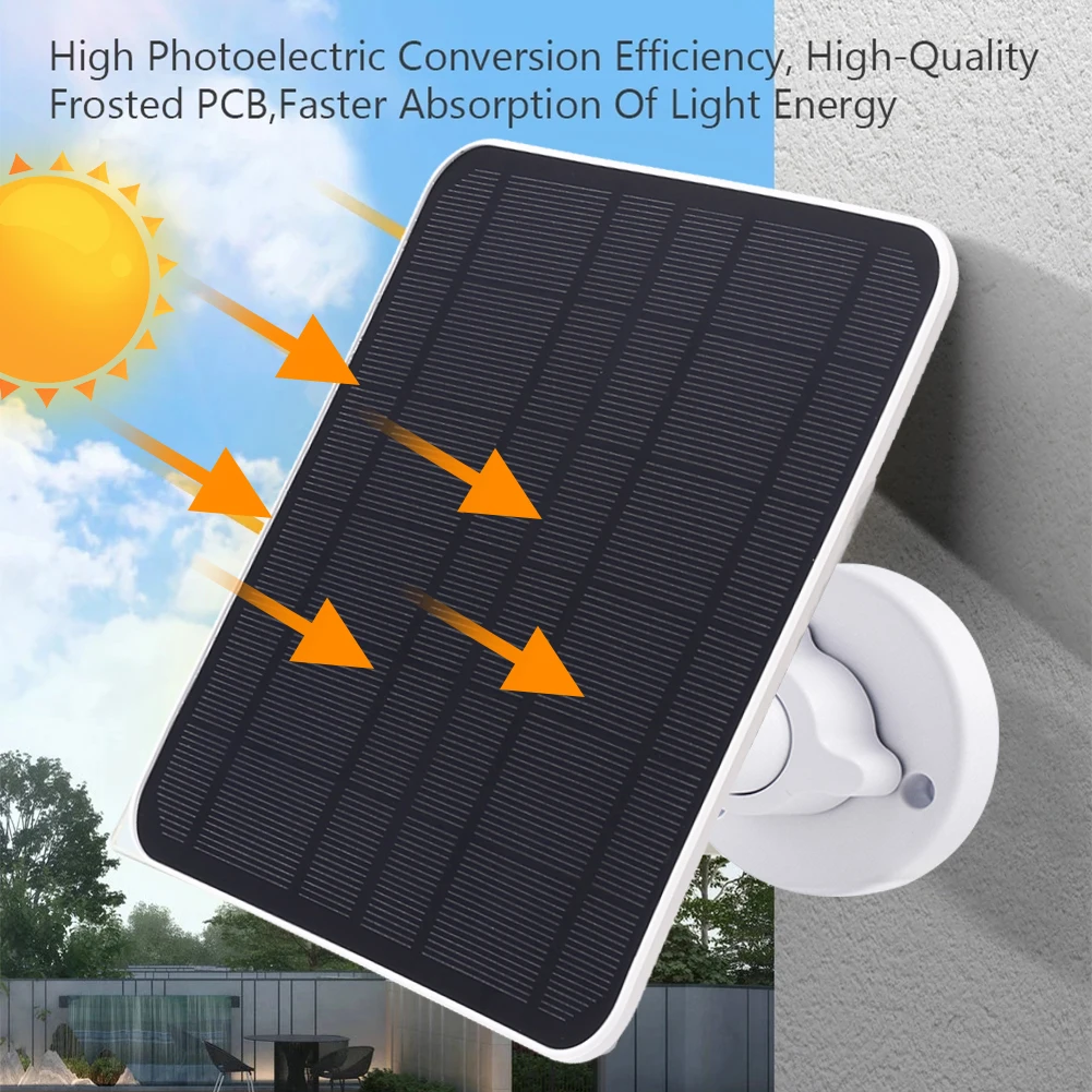 5W Solar Panel for Wireless Security Camera Outdoor with DC3.5/Micro-USB/Type-C Ports for Ring Spotlight Cam & Ring Stick Up Cam