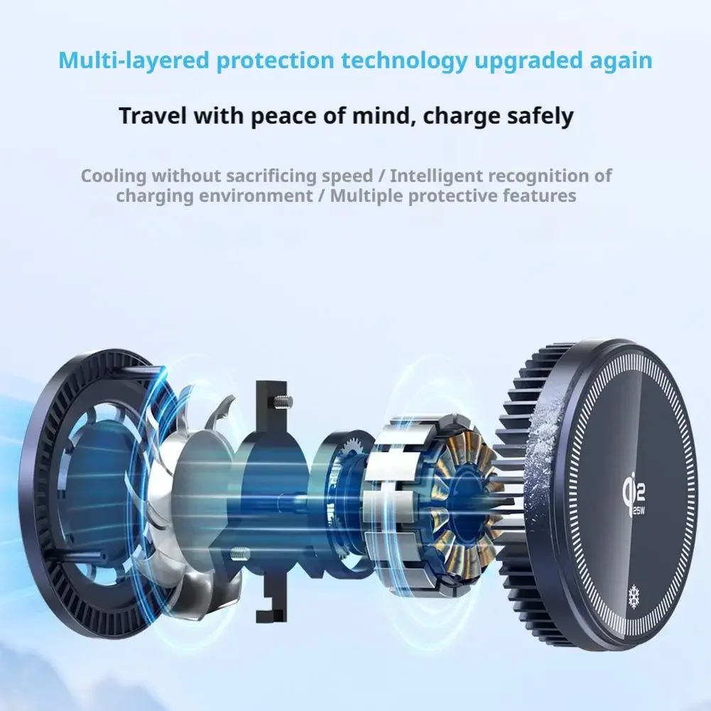 25W Magnetic Wireless Charger Phone Cooler Active Refrigeration Radiator Magnet Fast Charging Stand For iPhone Xiaomi