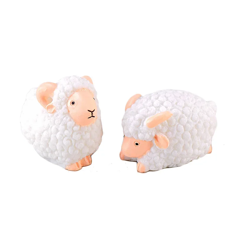 1PC Animal Miniature Resin Simulation Sheep Figurines for Terrarium Accessories DIY Fairy Garden Plants Succulents Decor