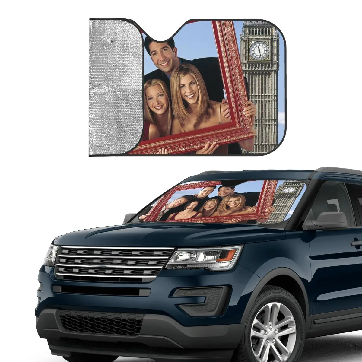 Rachel Monica Joey Ross Chandler Novelty Windshield Sunshade 76x140cm Friends TV Show Foils Sun Visor Sun Shade Protect