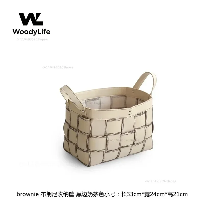 Leather Woven Storage Basket, Household Dirty Clothes Basket, High-value Light Luxury Storage Basket, Sundry Basket