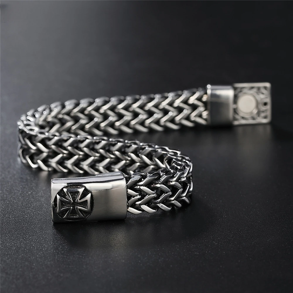 Stylish and Minimalist European and American Cross Men's Stainless Steel Bracelets Chain