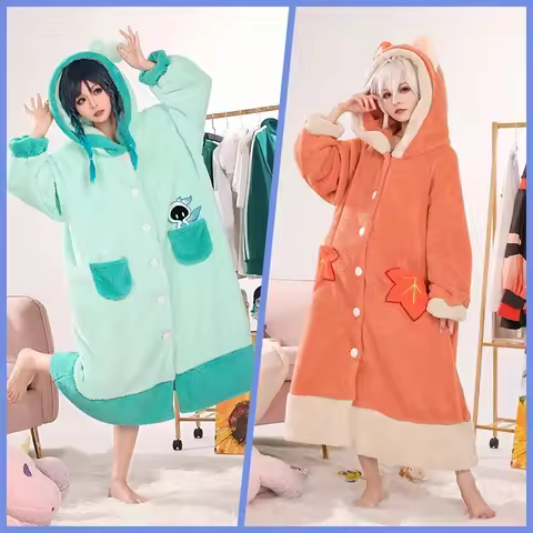 Genshin Impact Cosplay Pajamas Plush Kaedehara Kazuha/Venti/Tartaglia/Xiao/Zhongli Clothes Super Thick NightclubDqw2Q