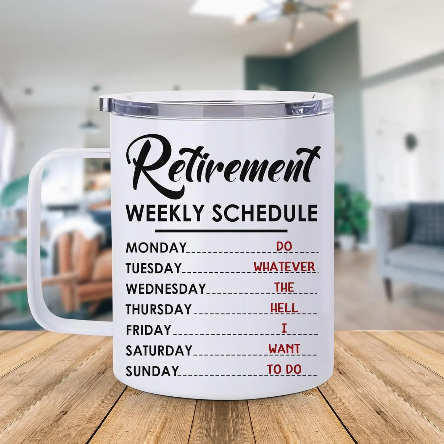 Funny Retirement Weekly Schedule Coffee Tumbler Stainless Steel Mug Gift for Retired Women Men Dad Mom Coworkers Office Birthday