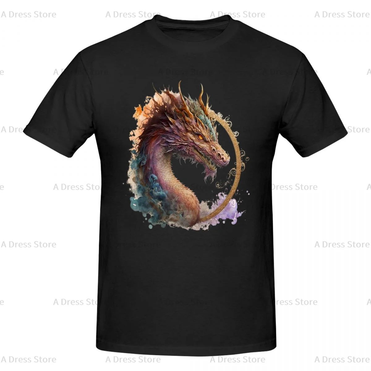 

Chinese Loong Dragon Men's round neck T-shirt,Oversized print Tee Shirt,Casual Large Size Tshirt