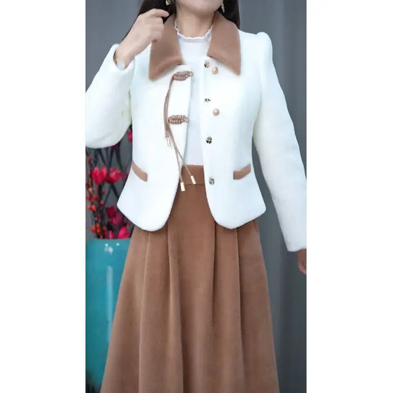 

Small fragrance style fashion set women 2025 autumn new temperament thickened high-end coat+half skirt two-piece set