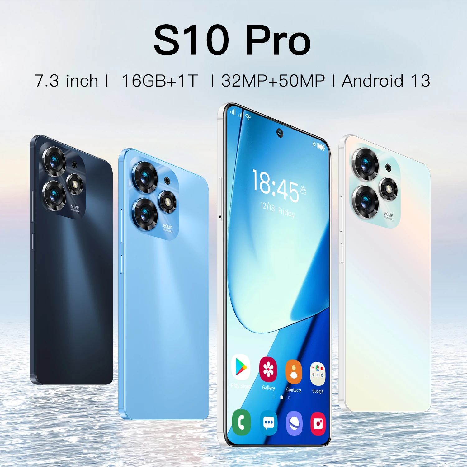 Global S10 PRO 7.3 HD Screen 16G+1TB Smart Phone 8000Mah Android 13 Celulare Dual Sim Face Unlocked 5G Original Mobile Phone