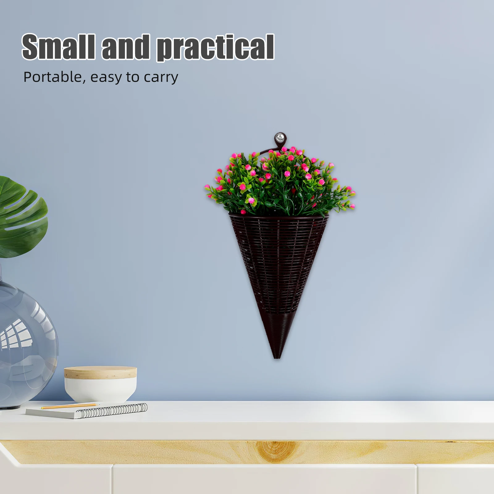 

3Pcs Woven Orchid Wall Hanging Basket Pastoral Style Hanging Storage Basket Flower Pot Fruit Vegetable Holder Kitchen Decor